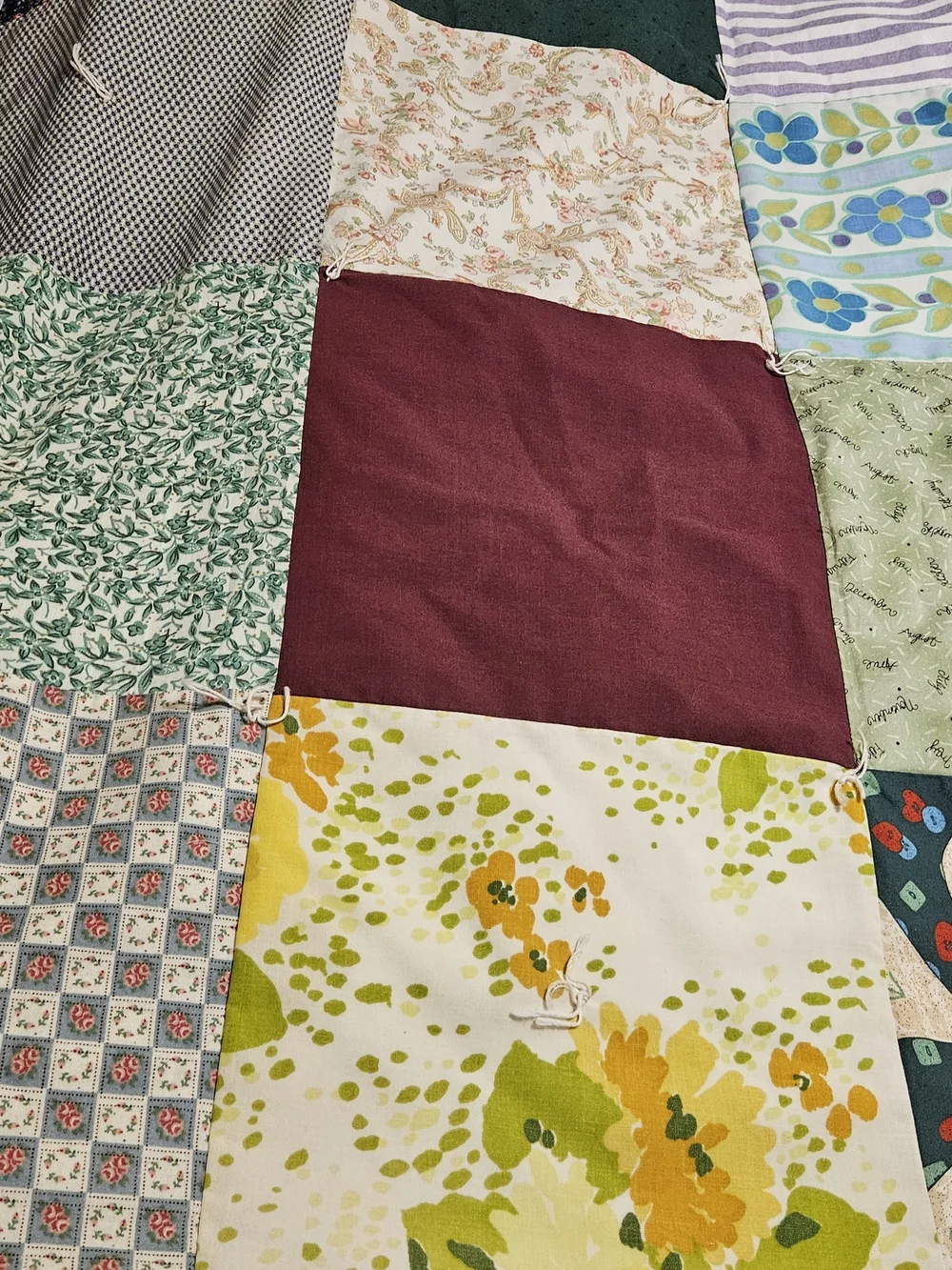 Homemade Patchwork Quilt Throw - Multicolor Squares